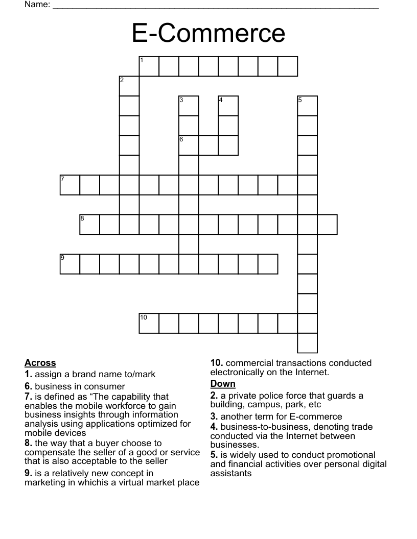 E-Commerce Crossword