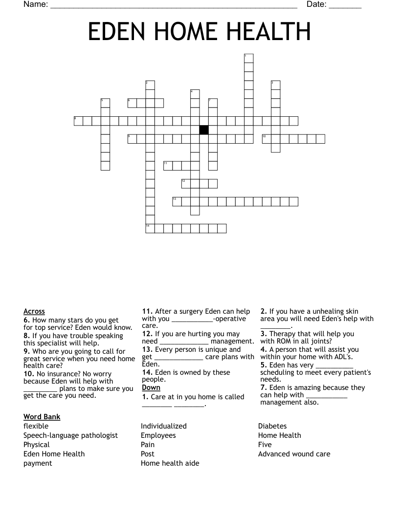 EDEN HOME HEALTH Crossword