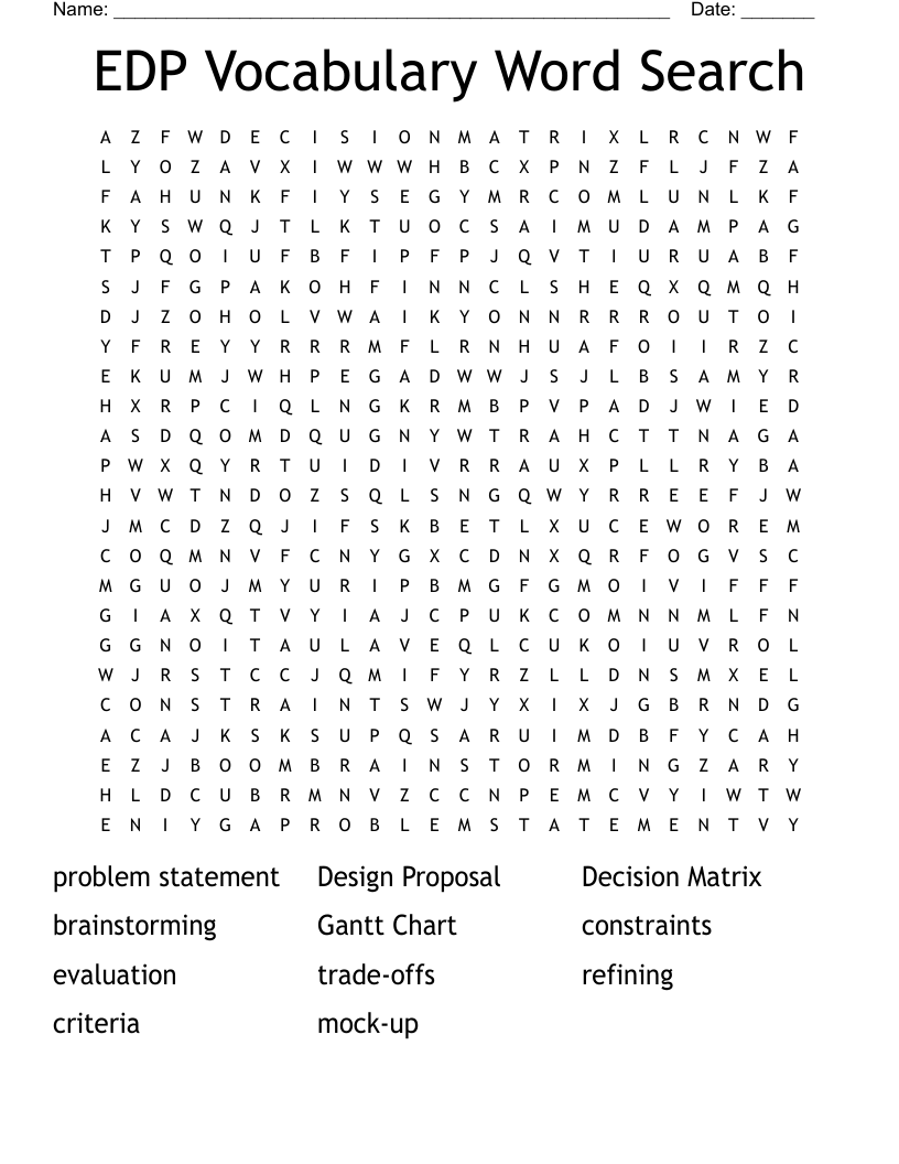 EDP Vocabulary Word Search