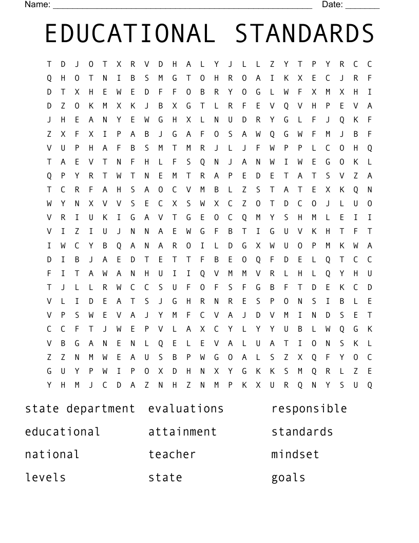 EDUCATIONAL STANDARDS Word Search