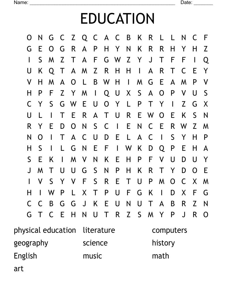 EDUCATION Word Search