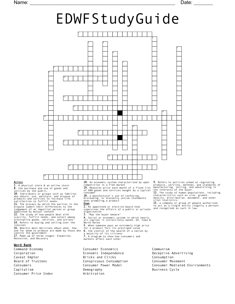 EDWFStudyGuide Crossword