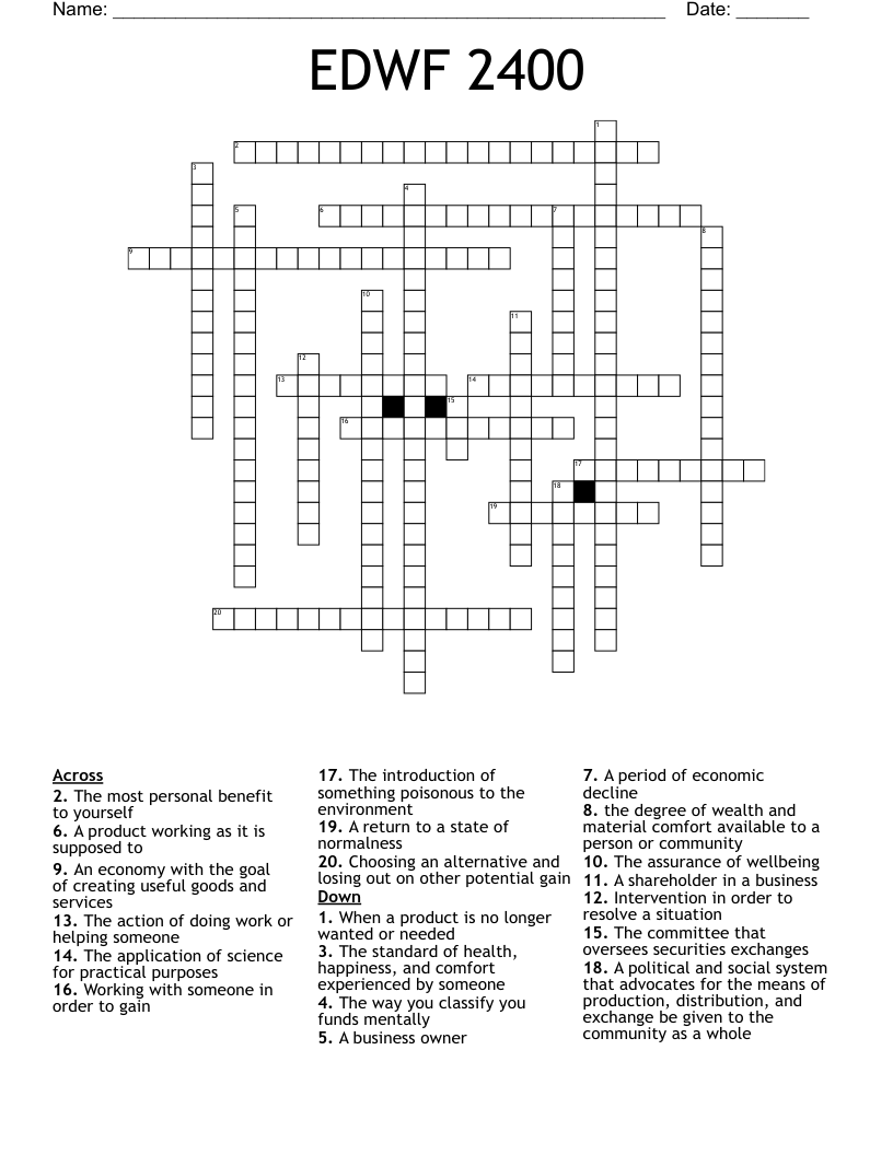 EDWF 2400 Crossword