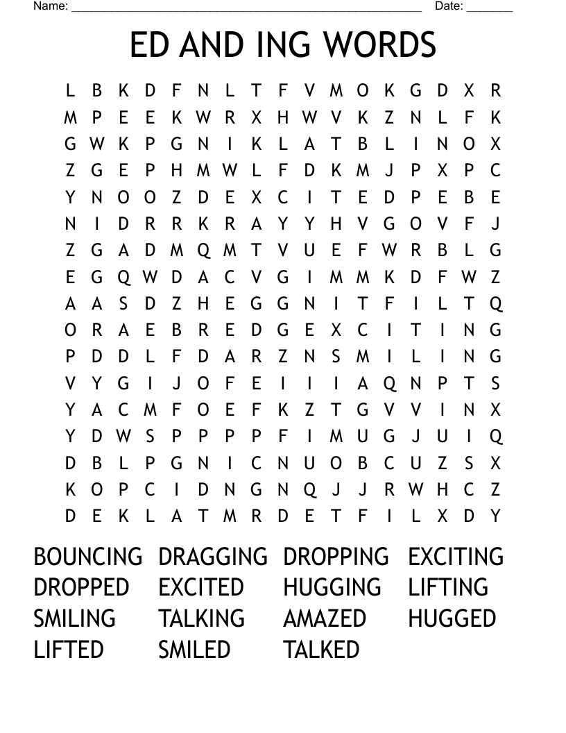 ED AND ING WORDS Word Search