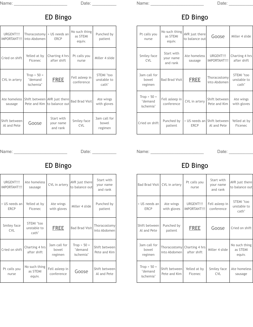 ED Bingo