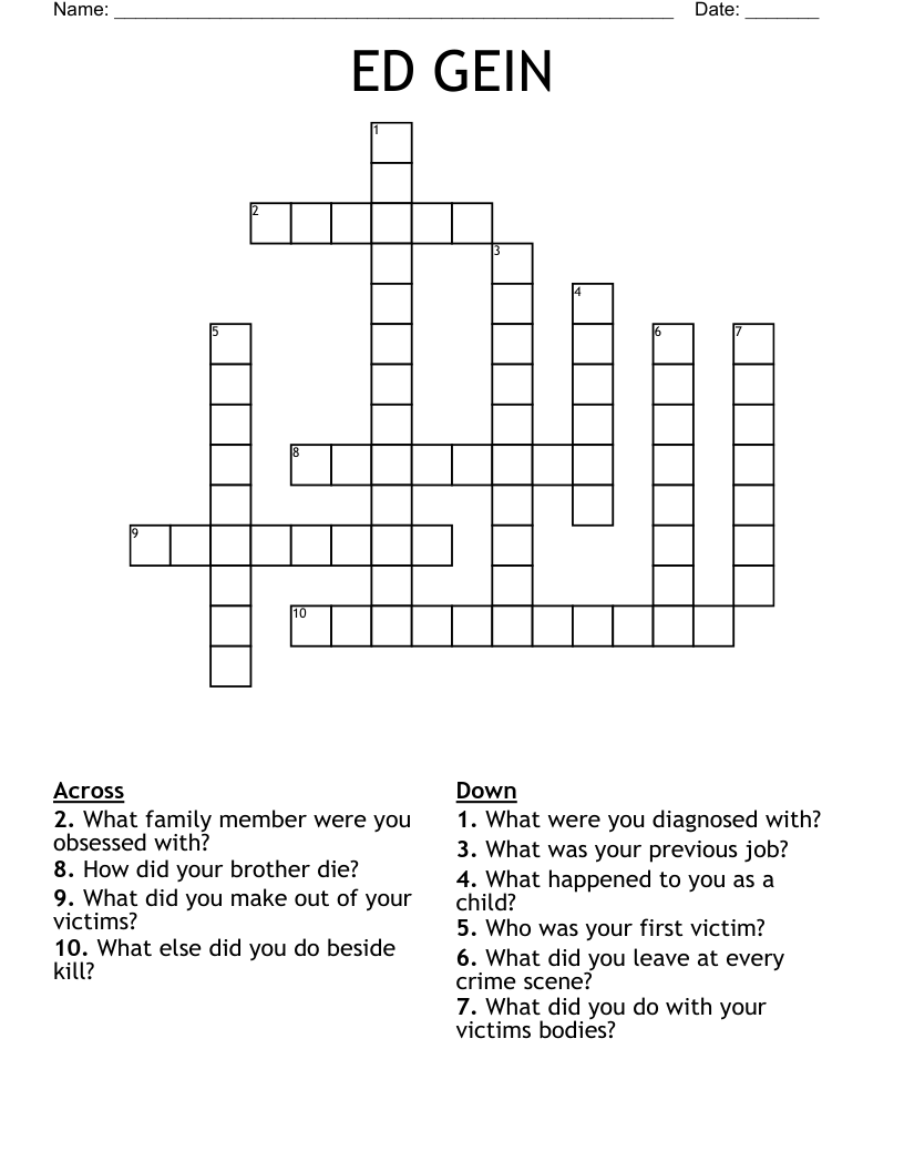 ED GEIN Crossword