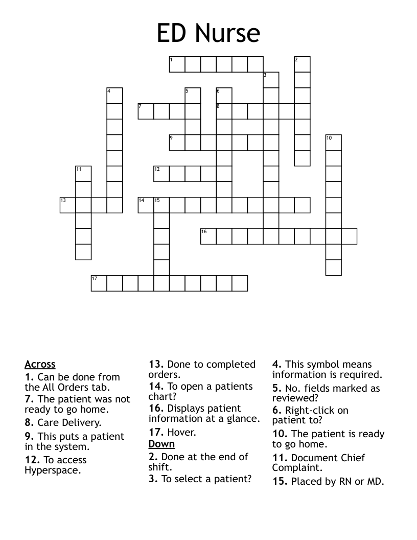 ED Nurse Crossword