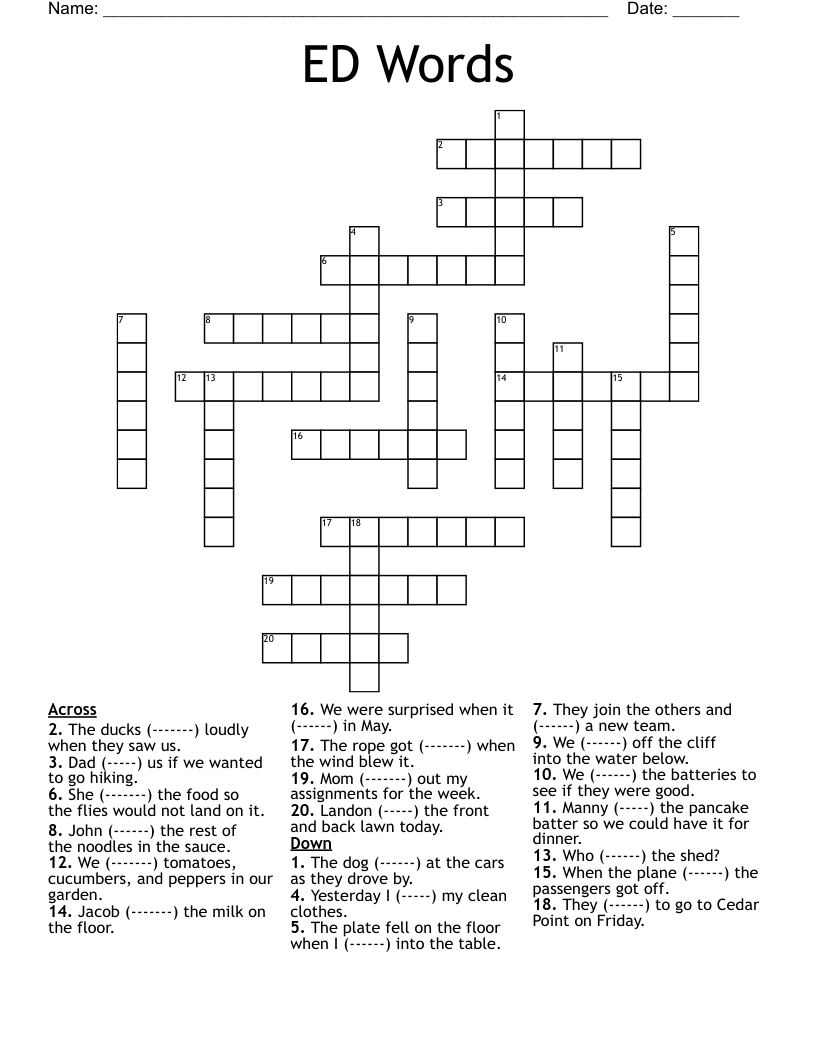 ED Words Crossword