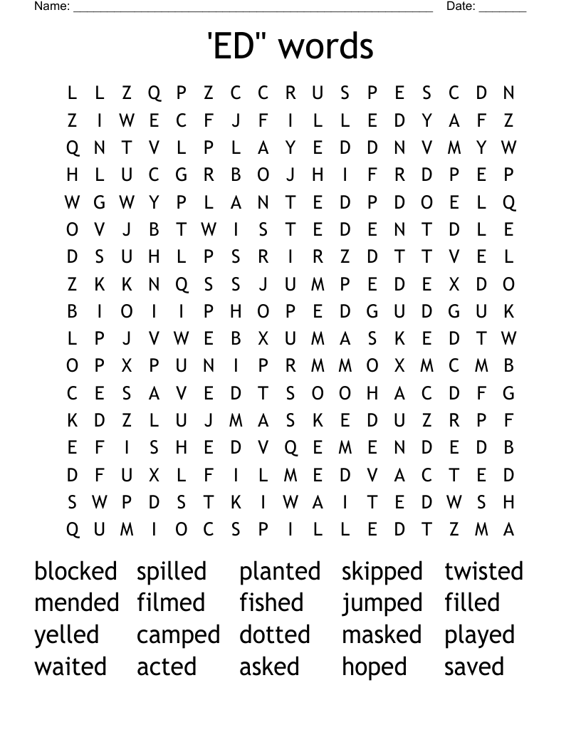 'ED" words Word Search
