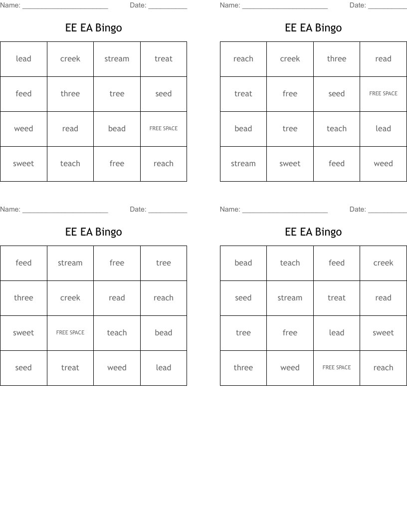 EE EA Bingo