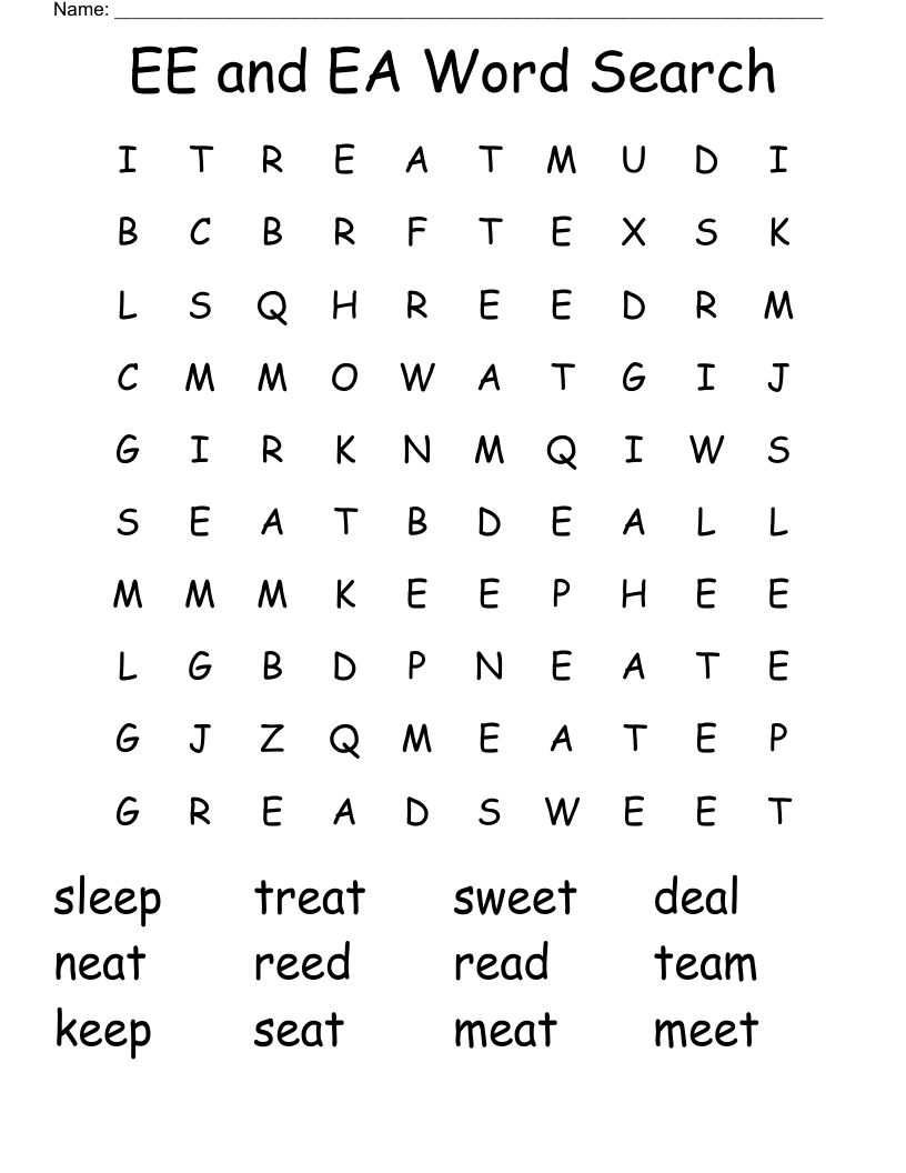 EE and EA Word Search 