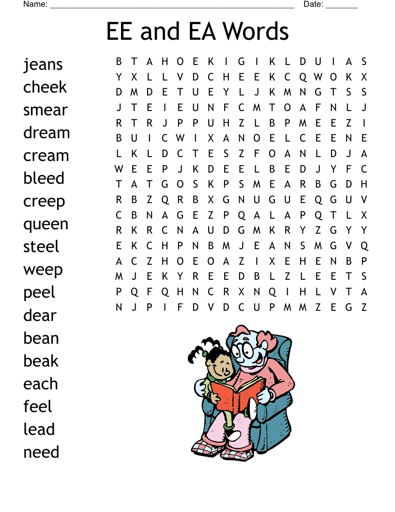 EE and EA Words Word Search