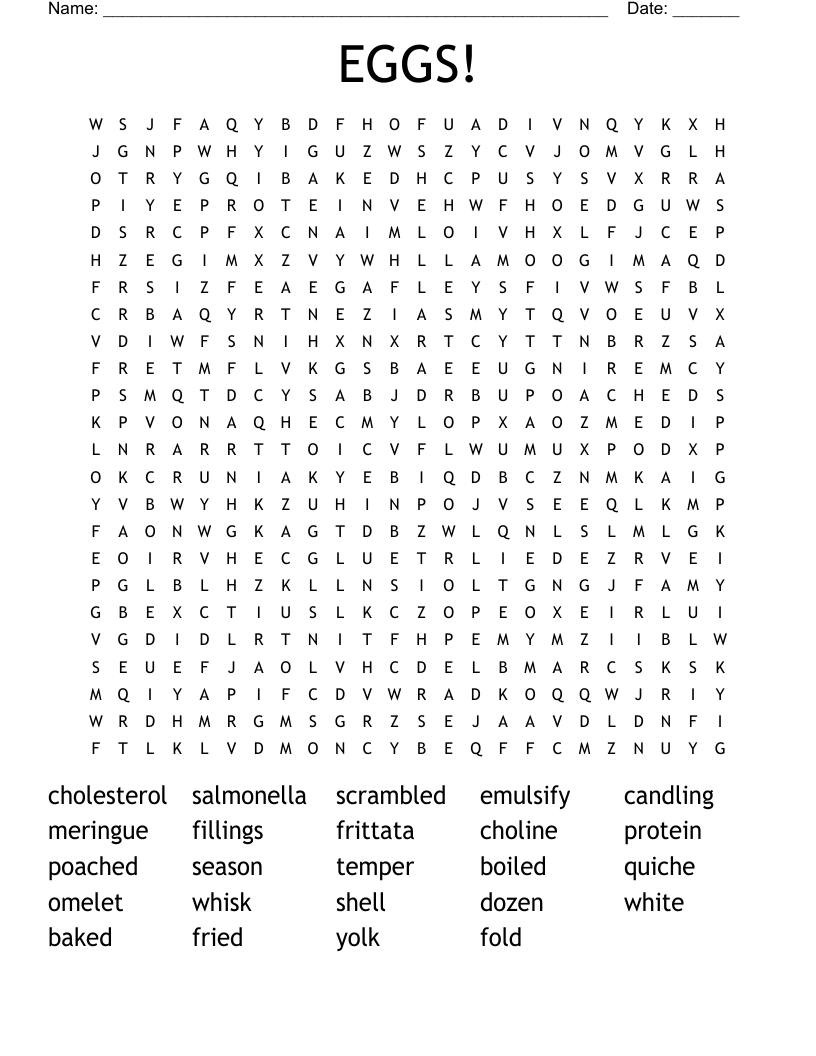 EGGS! Word Search