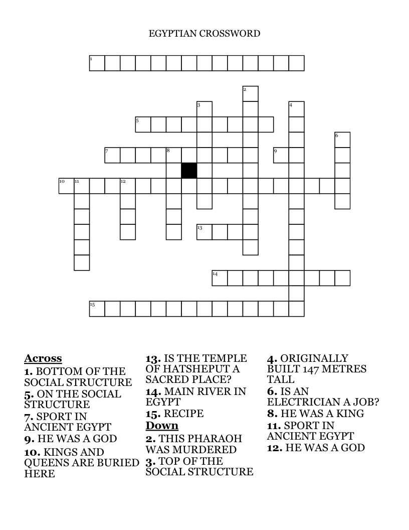EGYPTIAN CROSSWORD                                                                                            