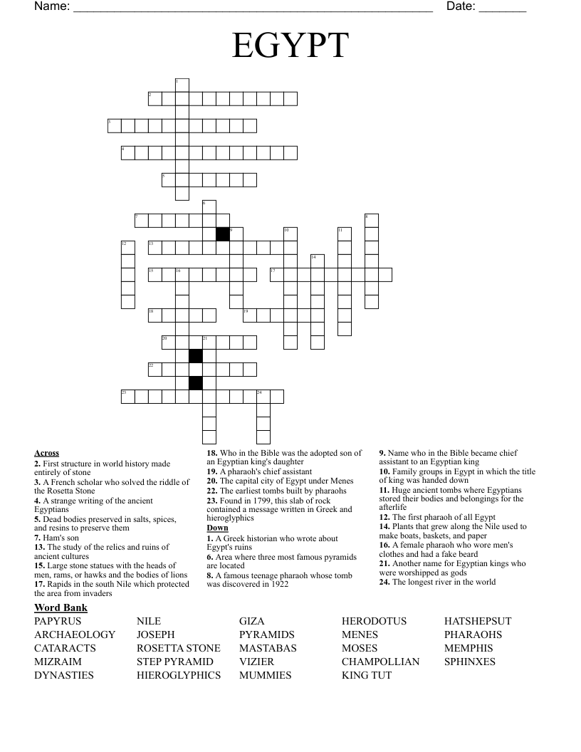 EGYPT Crossword