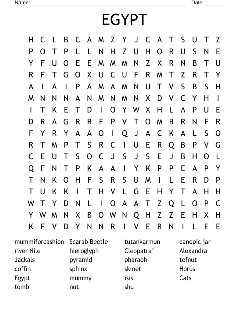 EGYPT Word Search