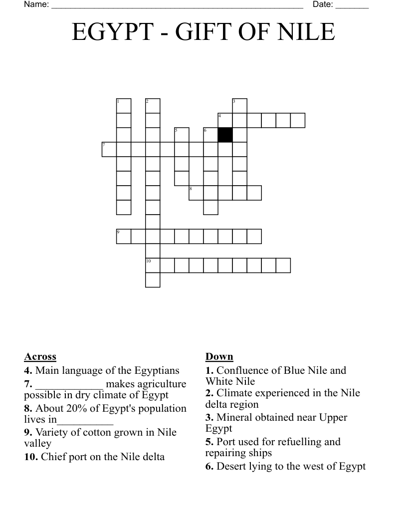 EGYPT - GIFT OF NILE Crossword