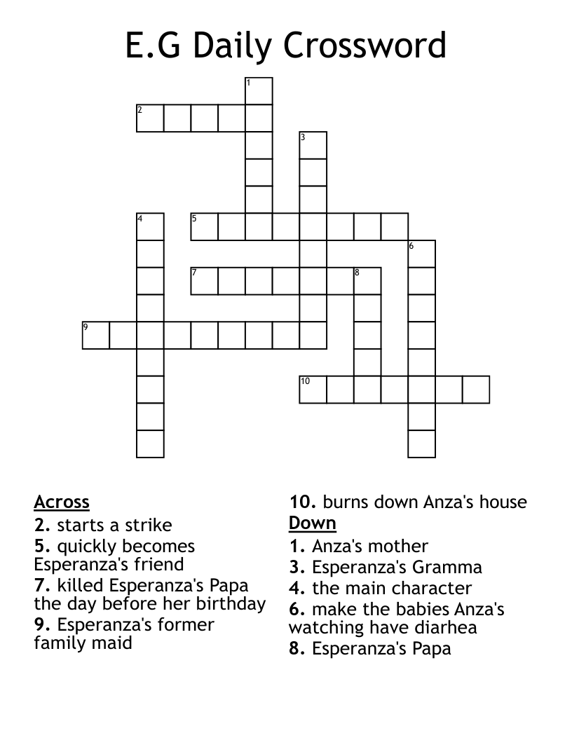E.G Daily Crossword