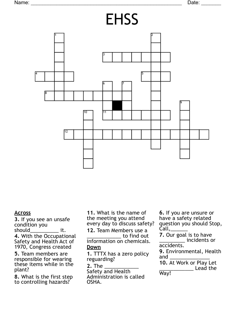 EHSS Crossword
