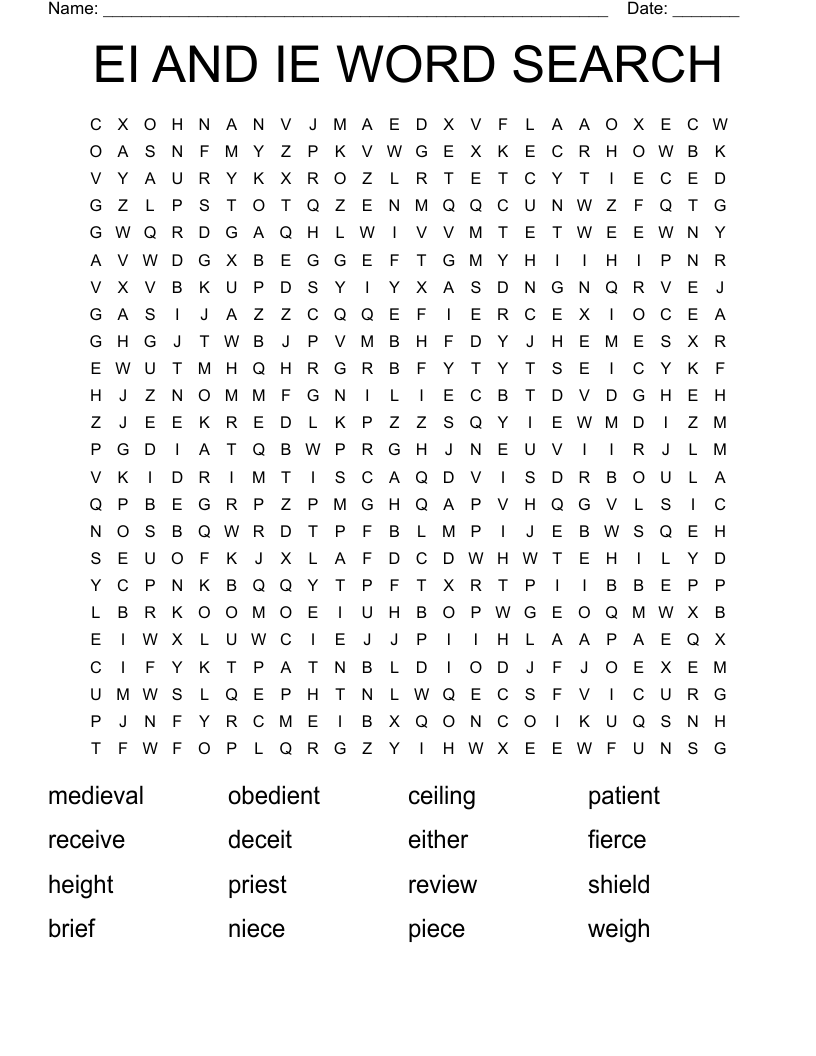 EI AND IE WORD SEARCH 
