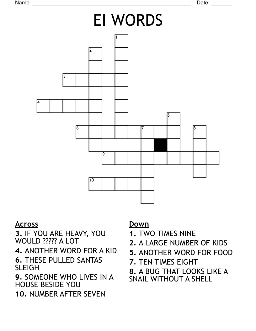 EI WORDS Crossword