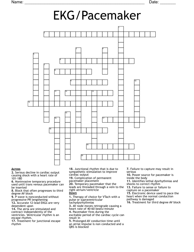 EKG/Pacemaker Crossword