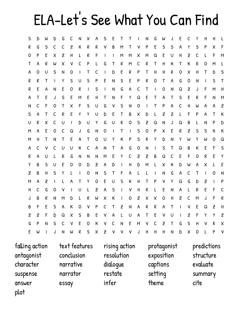 ELA-Let's See What You Can Find Word Search