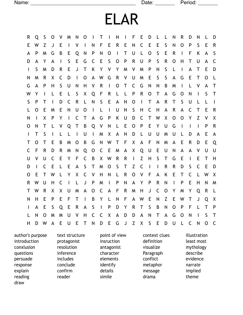 ELAR Word Search