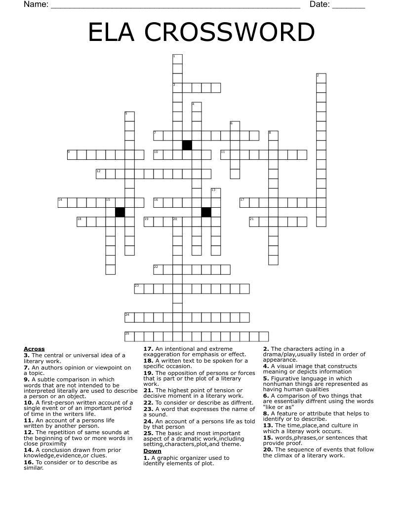 ELA CROSSWORD