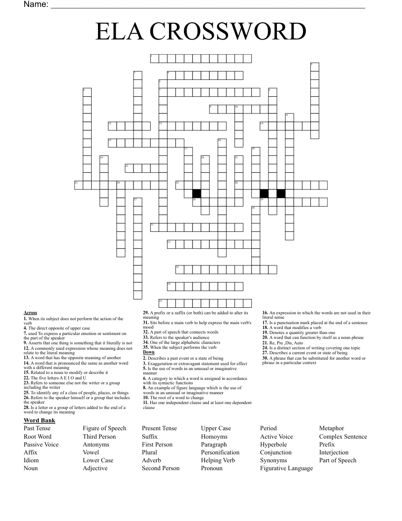 ELA CROSSWORD