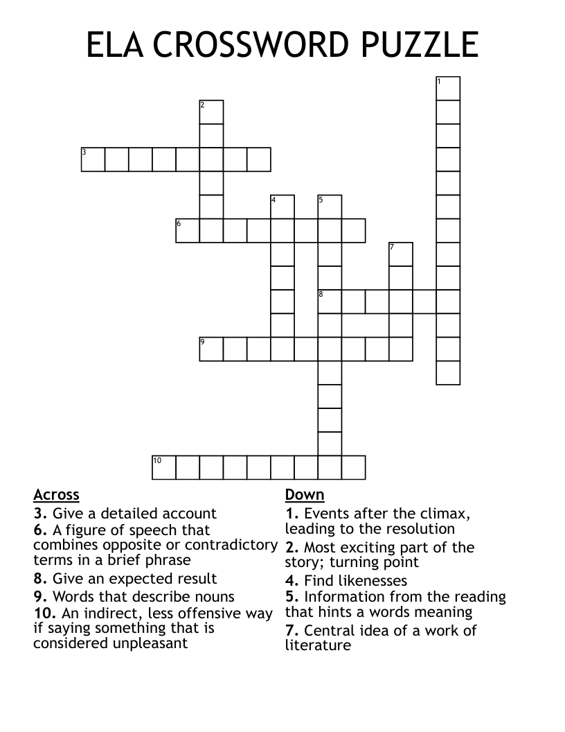 ELA CROSSWORD PUZZLE