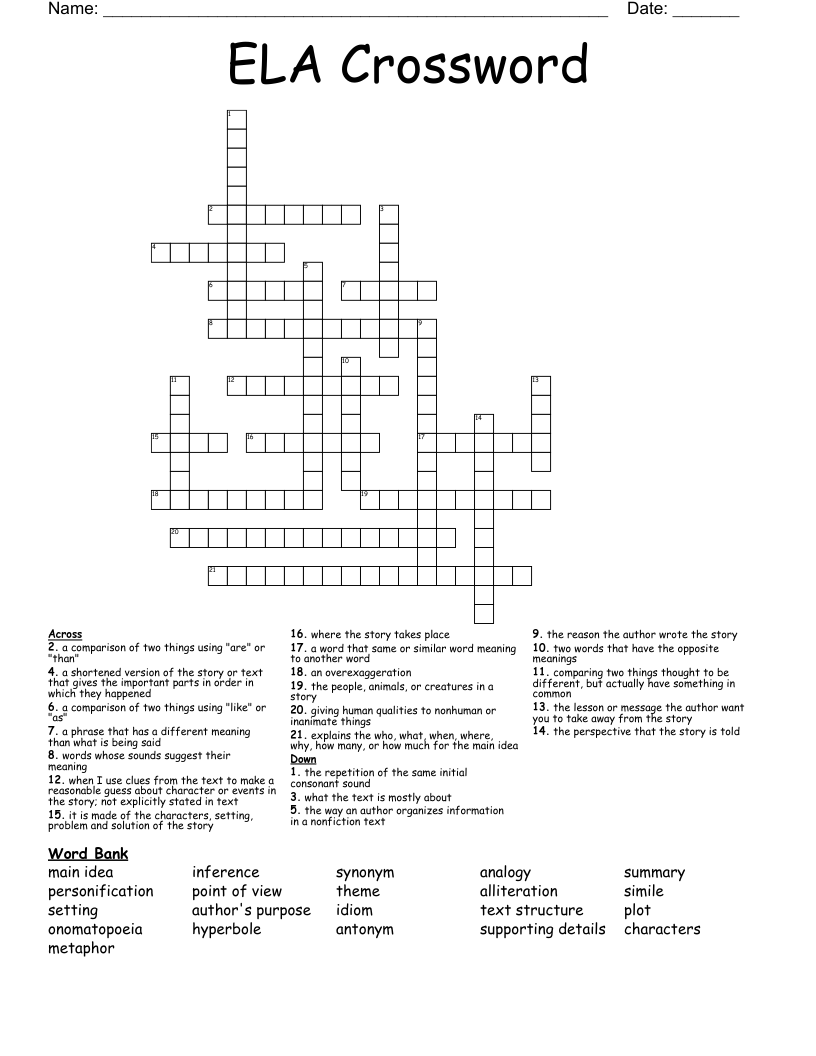 ELA Crossword