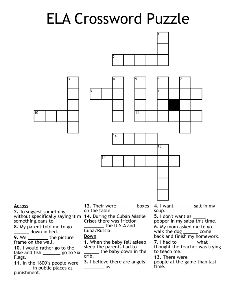 ELA Crossword Puzzle