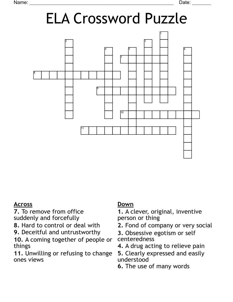 ELA Crossword Puzzle
