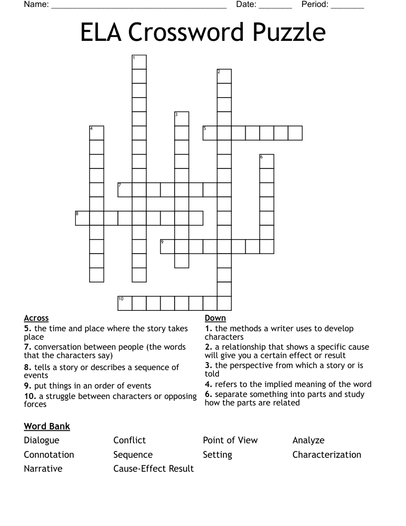 ELA Crossword Puzzle