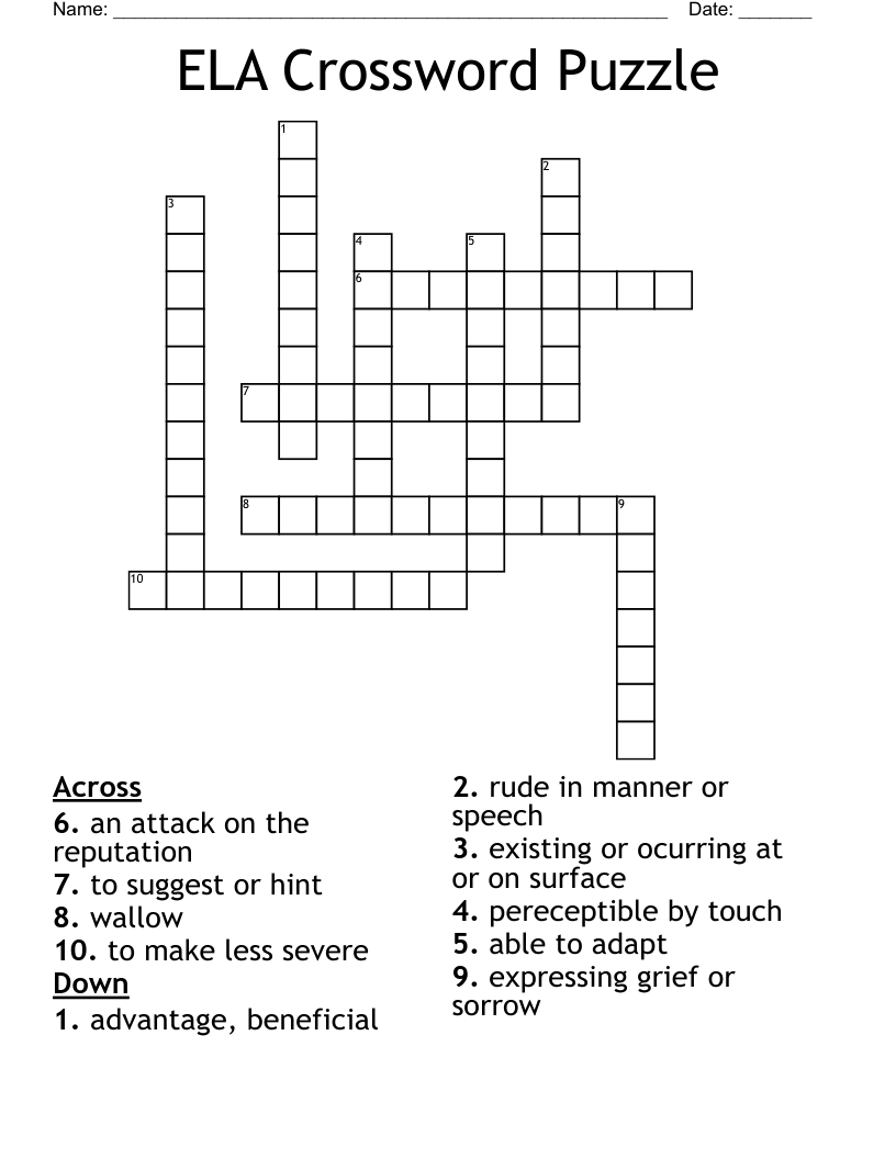 ELA Crossword Puzzle 