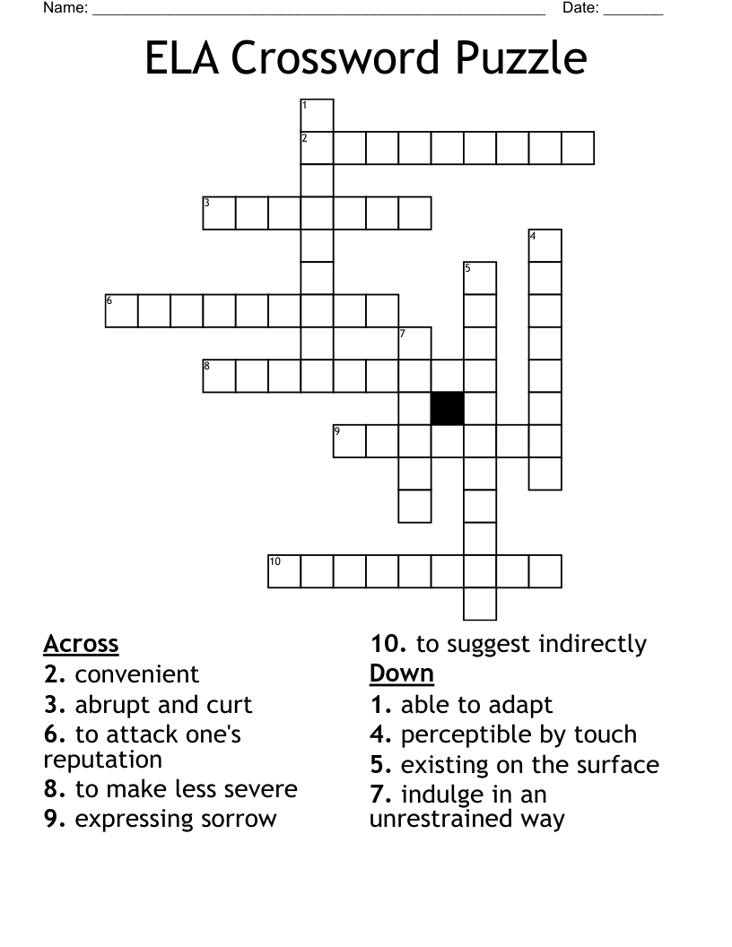 ELA Crossword Puzzle 