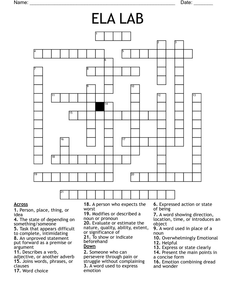 ELA LAB Crossword