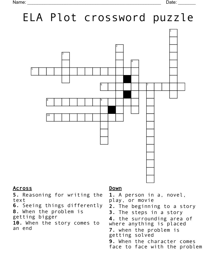 ELA Plot crossword puzzle