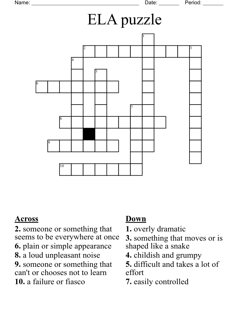 ELA puzzle Crossword