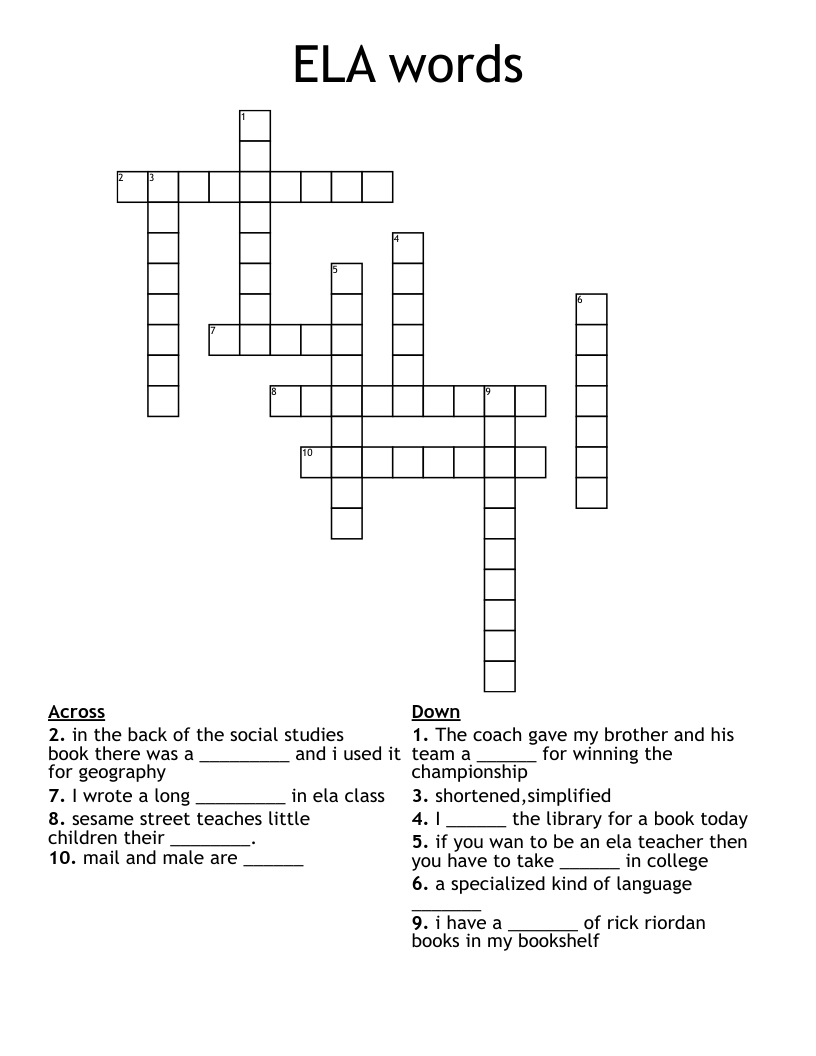 ELA words Crossword