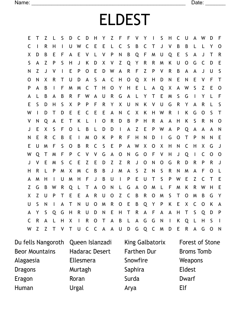 ELDEST  Word Search