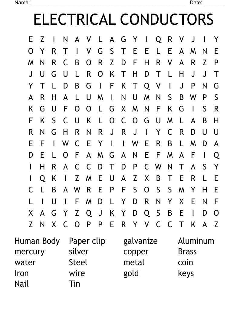 ELECTRICAL CONDUCTORS Word Search
