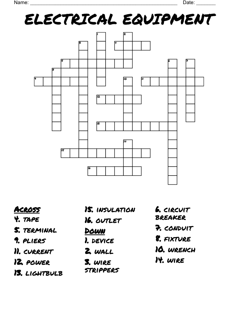 ELECTRICAL EQUIPMENT Crossword