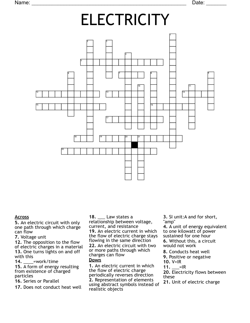 ELECTRICITY Crossword