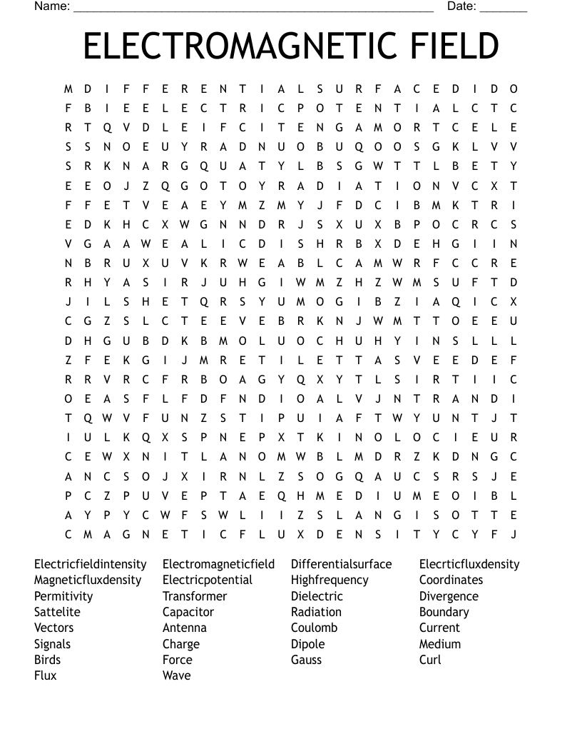 ELECTROMAGNETIC FIELD Word Search