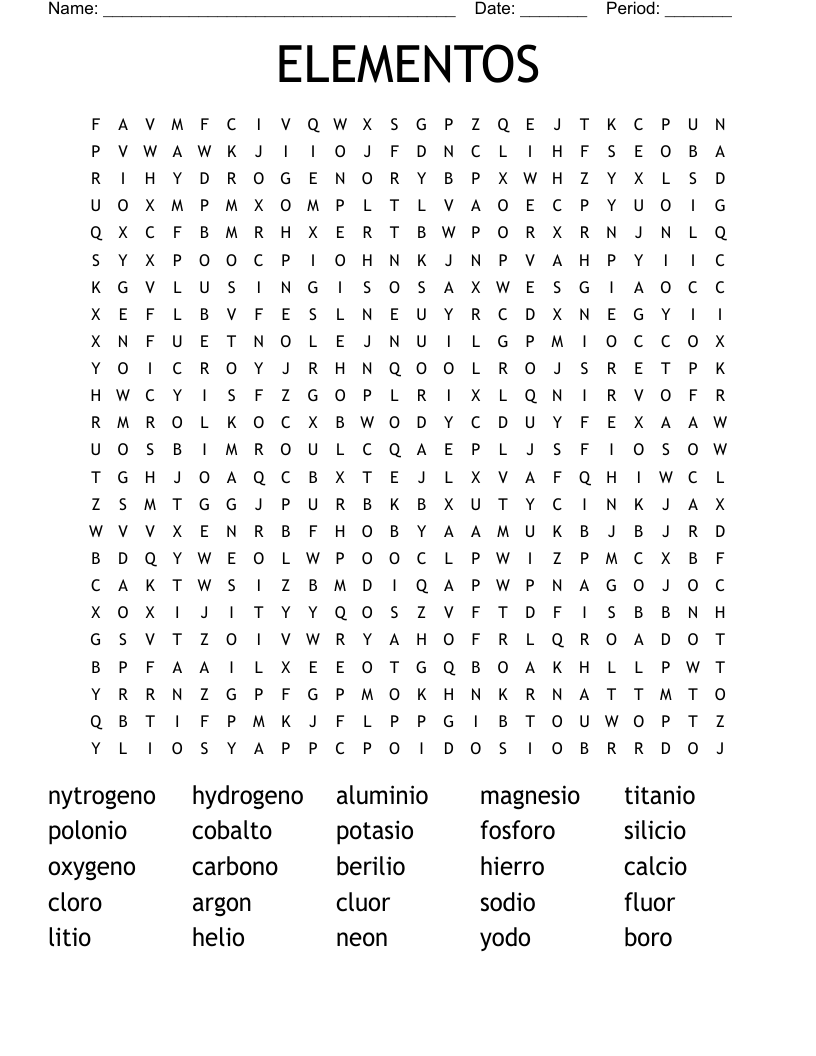 ELEMENTOS Word Search
