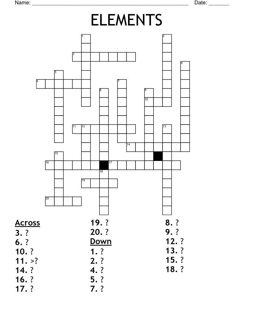 ELEMENTS Crossword