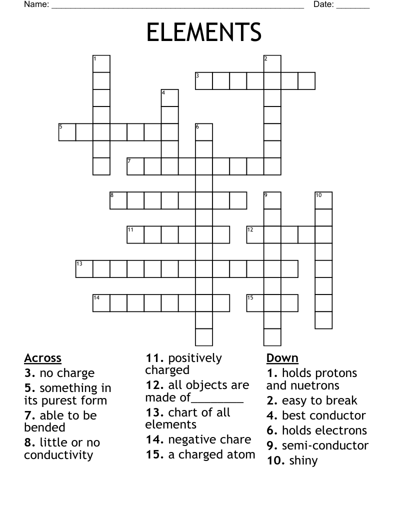 ELEMENTS Crossword