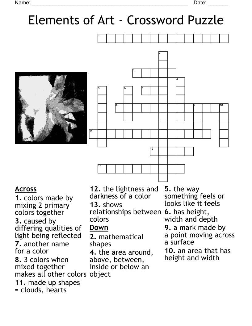 Elements of Art  - Crossword Puzzle